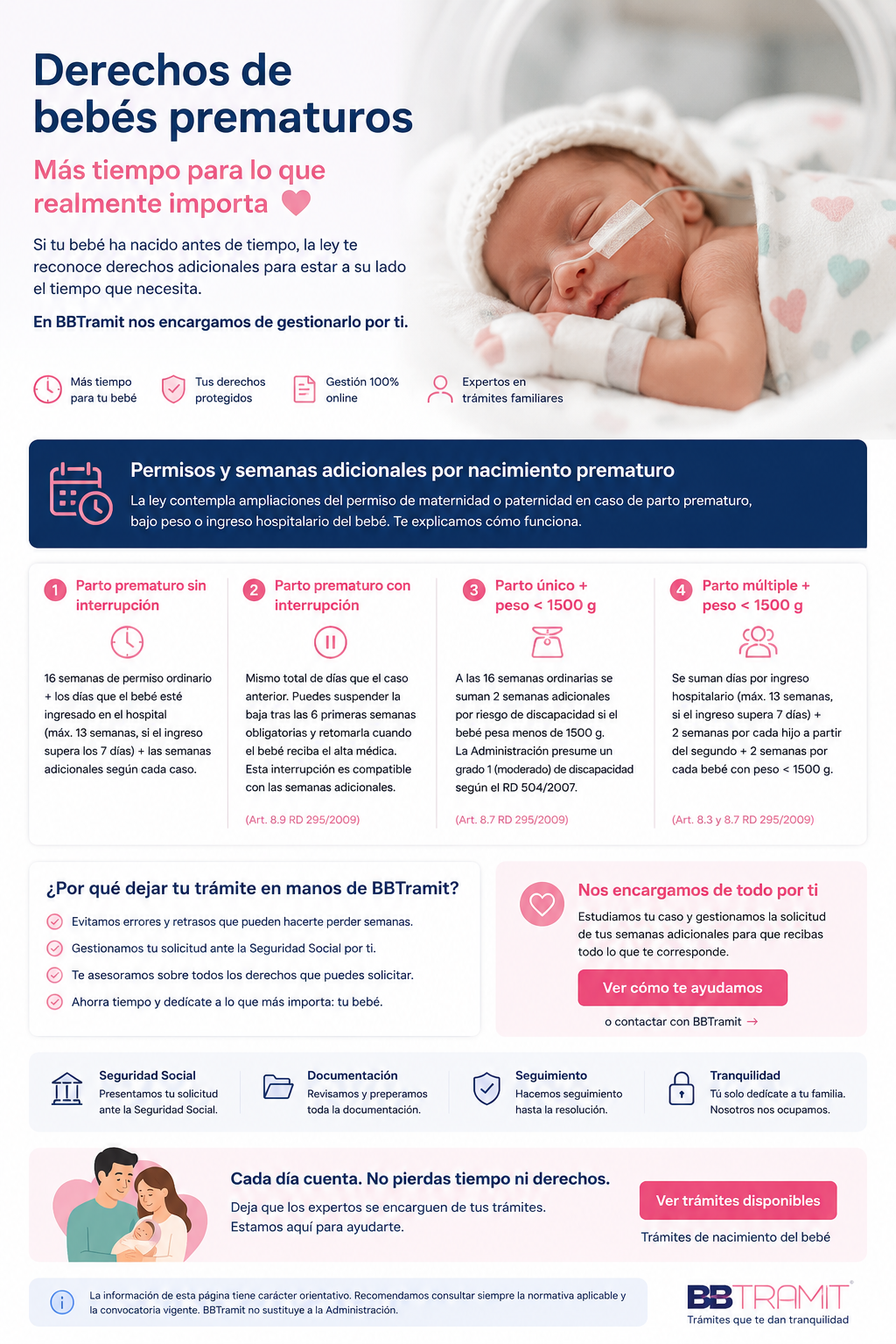 Derechos de los bebés prematuros: más tiempo, menos trámites y ayuda experta